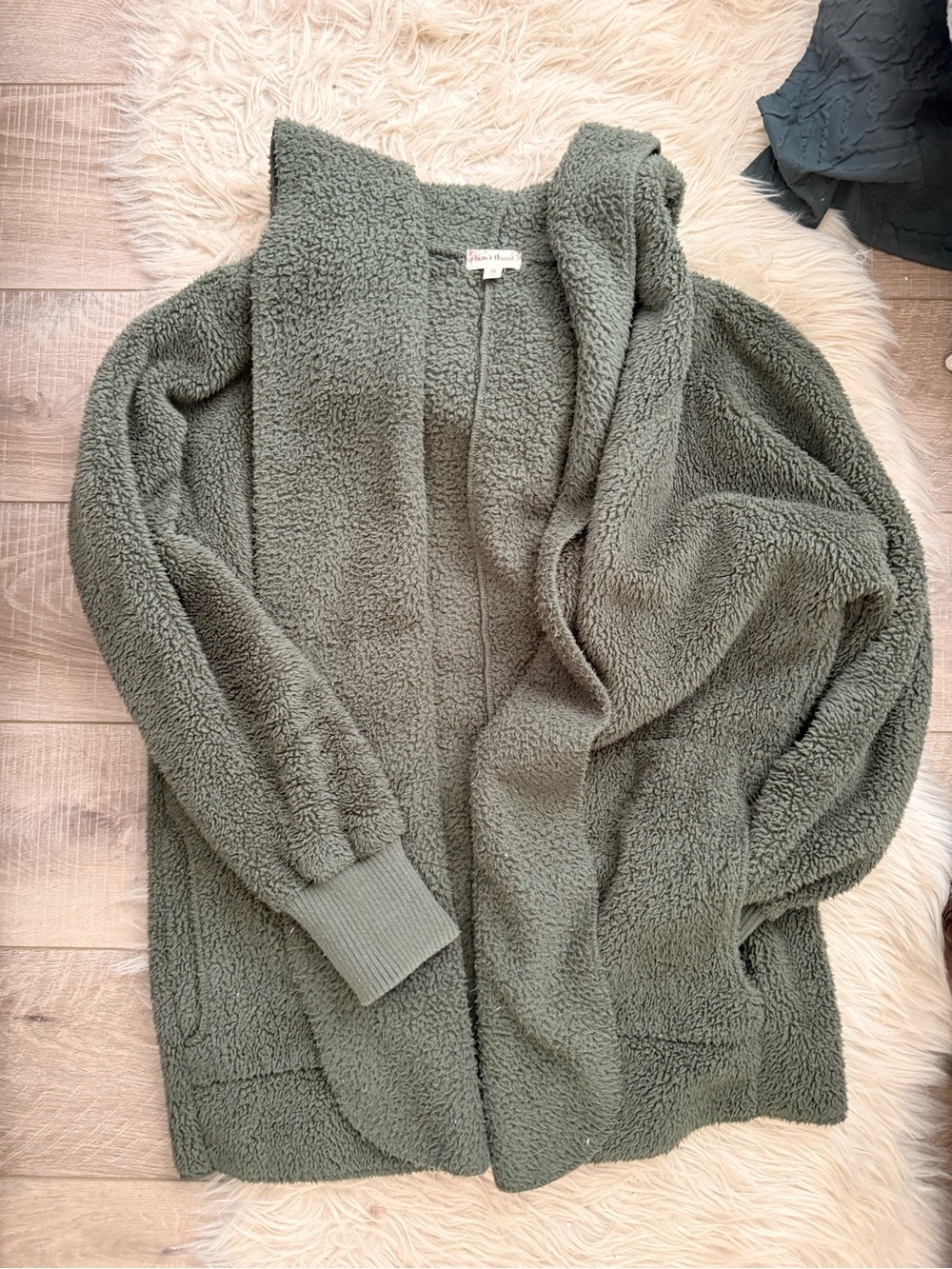 Hem & Thread Olive Green Teddy Sherpa Jacket